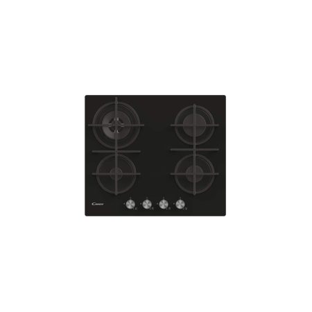 Candy Cvg6Br4Wpb Piano Cottura Da Incasso 60Cm 4 Fuochi A Gas Griglie In Ghisa In Vetro Nero - Promo
