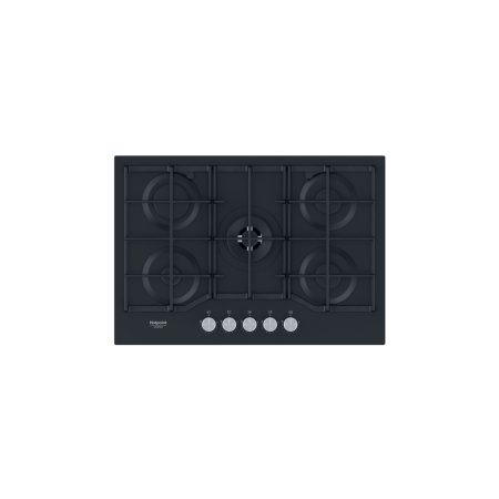 Hotpoint Hags 72F/Bk Piano Cottura 75Cm 5 Fuochi A Gas Griglie In Ghisa Nero - Hags72F/Bk