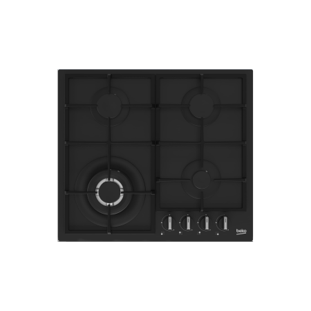 Beko Hiyg64225Sbo Piano Cottura Da Incasso 60Cm 4 Fuochi A Gas In Vetro Nero